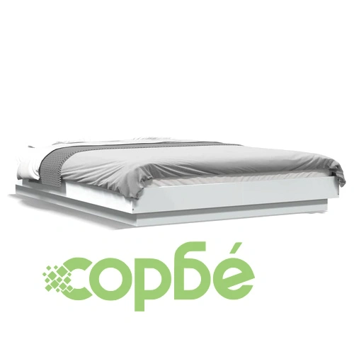 Рамка за легло с LED осветление бяла 135x190 см инженерно дърво ➤ топ цена ➤ sorbe.bg