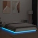 Рамка за легло с LED осветление бяла 135x190 см инженерно дърво