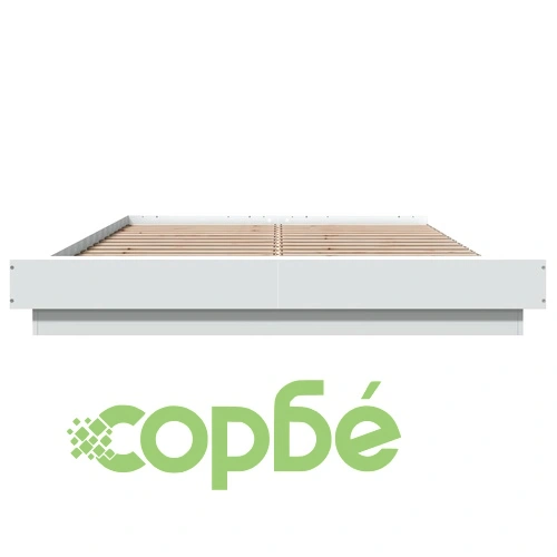 Рамка за легло с LED осветление бяла 135x190 см инженерно дърво ➤ топ цена ➤ sorbe.bg
