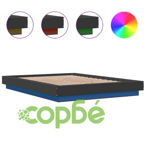 Рамка за легло с LED осветление черна 135x190см инженерно дърво ➤ топ цена ➤ sorbe.bg