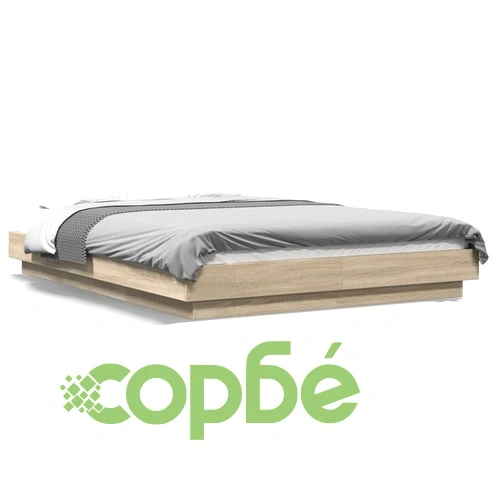 Рамка за легло с LED осветление, дъб сонома, 135x190 см ➤ топ цена ➤ sorbe.bg