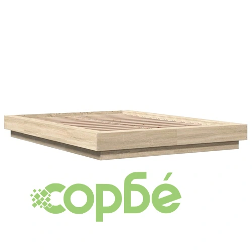 Рамка за легло с LED осветление, дъб сонома, 135x190 см ➤ топ цена ➤ sorbe.bg