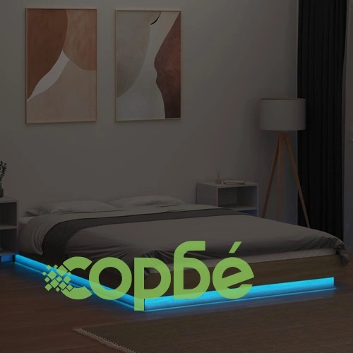 Рамка за легло с LED осветление, дъб сонома, 135x190 см ➤ топ цена ➤ sorbe.bg
