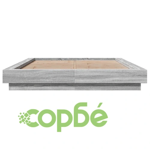 Рамка за легло с LED осветление, сив сонома, 135x190 см ➤ топ цена ➤ sorbe.bg