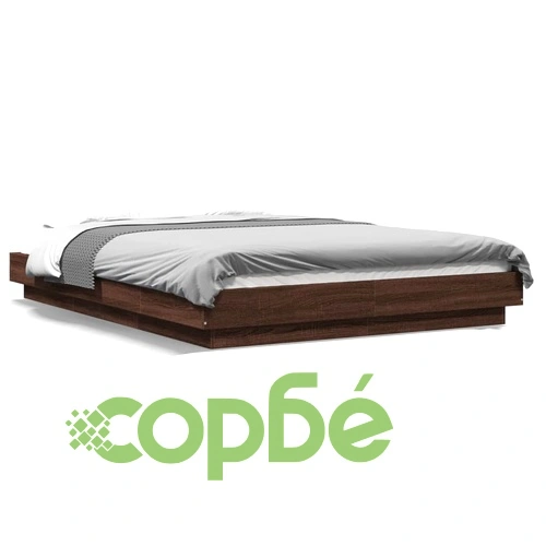 Рамка за легло с LED осветление, кафяв дъб, 120x190 см ➤ топ цена ➤ sorbe.bg