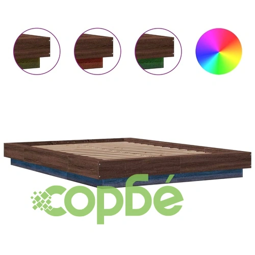 Рамка за легло с LED осветление, кафяв дъб, 120x190 см ➤ топ цена ➤ sorbe.bg