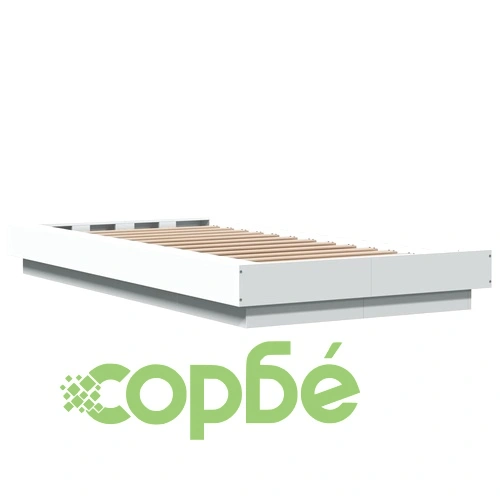 Рамка за легло с LED осветление бяла 75x190 см инженерно дърво ➤ топ цена ➤ sorbe.bg
