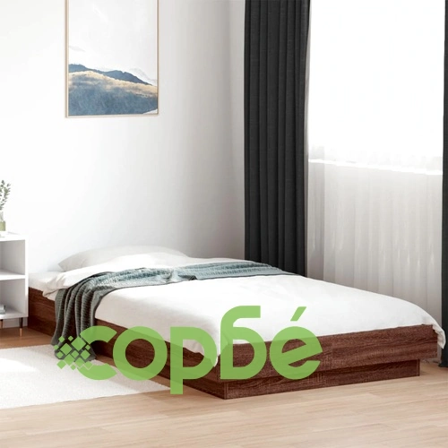 Рамка за легло с LED осветление, кафяв дъб, 75x190 см ➤ топ цена ➤ sorbe.bg