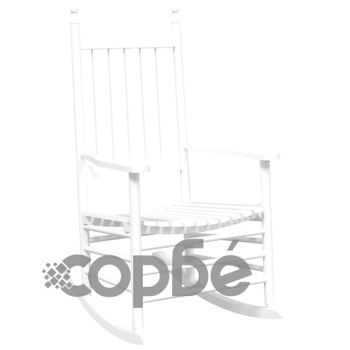 Люлеещ се стол със сгъваема маса, бял, масивна топола ➤ топ цена ➤ sorbe.bg