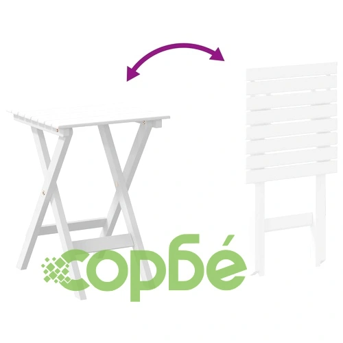 Люлеещ се стол със сгъваема маса, бял, масивна топола ➤ топ цена ➤ sorbe.bg