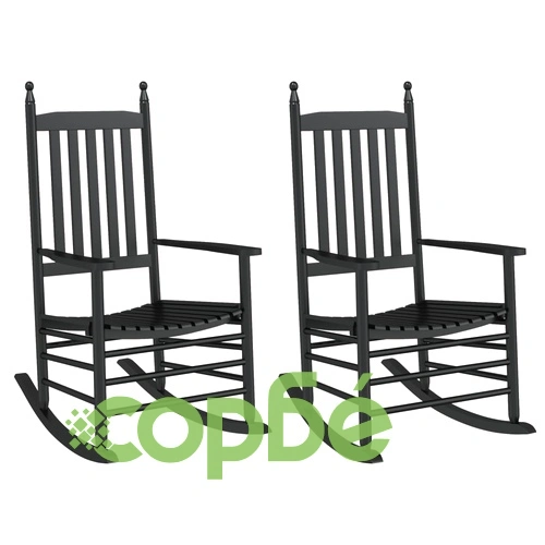 Люлеещи се столове с извити седалки 2 бр черен масивна топола ➤ топ цена ➤ sorbe.bg