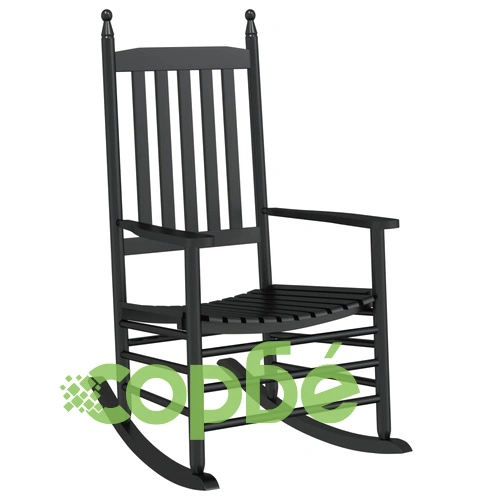 Люлеещи се столове с извити седалки 2 бр черен масивна топола ➤ топ цена ➤ sorbe.bg