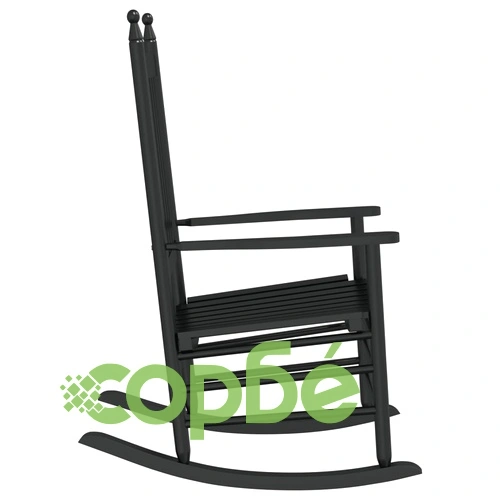 Люлеещи се столове с извити седалки 2 бр черен масивна топола ➤ топ цена ➤ sorbe.bg