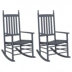 Люлеещи се столове с извити седалки 2 бр сив масивна топола