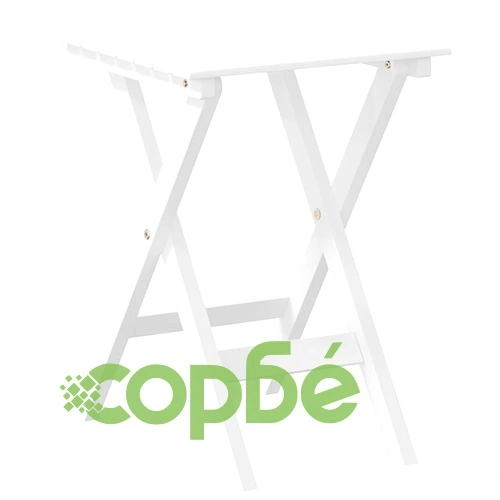 Люлеещи се столове 2 бр със сгъваема маса бял масивна топола ➤ топ цена ➤ sorbe.bg