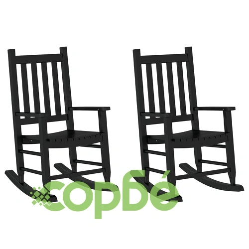 Люлеещи се столове за деца 2 бр черен масивно дърво топола ➤ топ цена ➤ sorbe.bg
