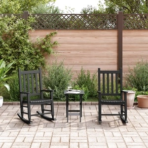 Люлеещи се столове за деца 2 бр черен масивно дърво топола