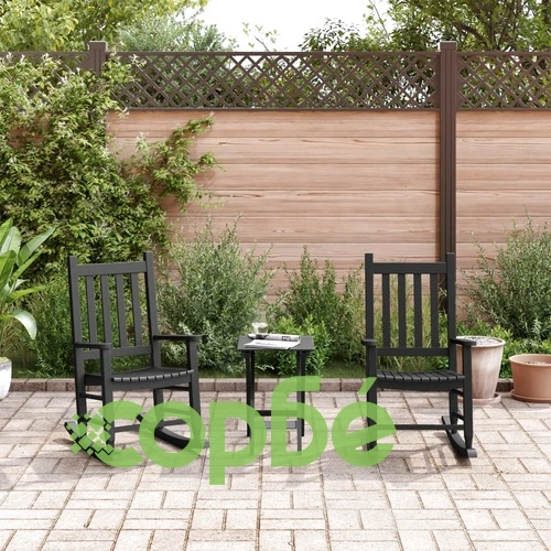 Люлеещи се столове за деца 2 бр черен масивно дърво топола ➤ топ цена ➤ sorbe.bg