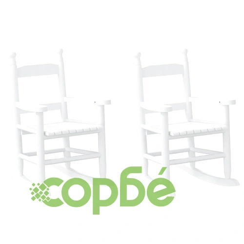 Люлеещи се столове за деца 2 бр бял масивно дърво топола ➤ топ цена ➤ sorbe.bg