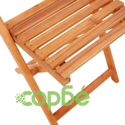 Градински трапезен комплект, 5 части, бежов, плат и дърво масив ➤ топ цена ➤ sorbe.bg