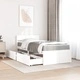 Легло с чекмеджета и матрак, бяло, 90x200 см, бор масив