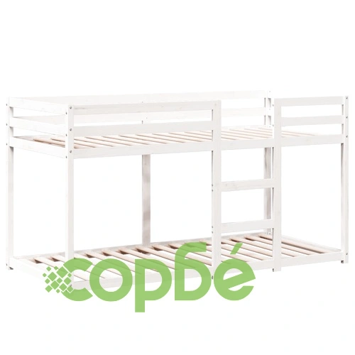 Двуетажно легло с покрив, бял, 75x190 см, борово дърво масив ➤ топ цена ➤ sorbe.bg