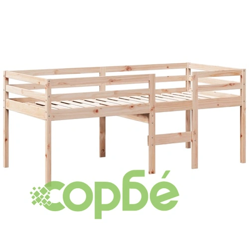 Високо легло с покрив, 90x200 см, борово дърво масив ➤ топ цена ➤ sorbe.bg