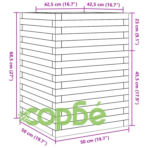 Градинска кашпа 50x50x68,5 см масивна борова дървесина ➤ топ цена ➤ sorbe.bg