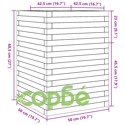 Градинска кашпа 50x50x68,5 см импрегниран бор ➤ топ цена ➤ sorbe.bg