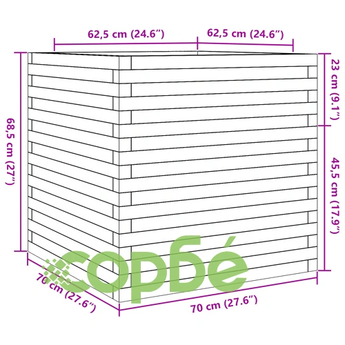 Градинска кашпа, 70x70x68,5 см, импрегнирано борово дърво ➤ топ цена ➤ sorbe.bg
