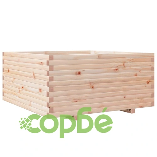 Градинска кашпа 100x100x49,5 см масивна борова дървесина ➤ топ цена ➤ sorbe.bg