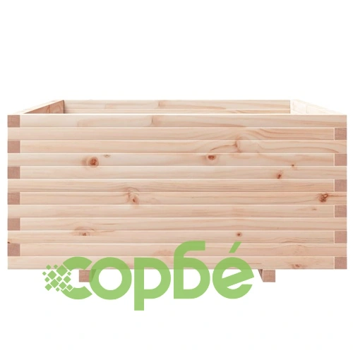 Градинска кашпа 100x100x49,5 см масивна борова дървесина ➤ топ цена ➤ sorbe.bg