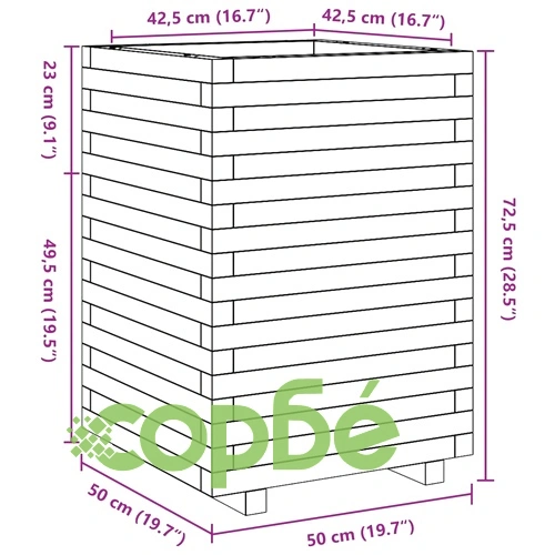 Градинска кашпа 50x50x72,5 см масивна борова дървесина ➤ топ цена ➤ sorbe.bg