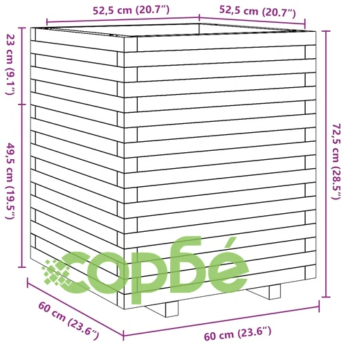 Градинска кашпа 60x60x72,5 см масивна борова дървесина ➤ топ цена ➤ sorbe.bg