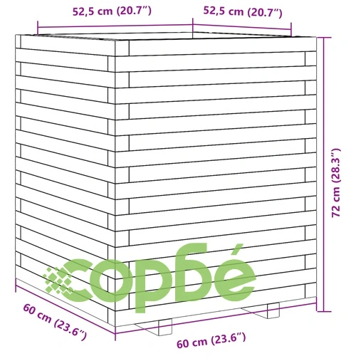 Градинска кашпа 60x60x72 см масивна борова дървесина ➤ топ цена ➤ sorbe.bg