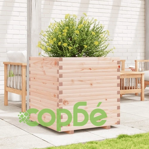Градинска кашпа 80x80x72 см масивна борова дървесина ➤ топ цена ➤ sorbe.bg