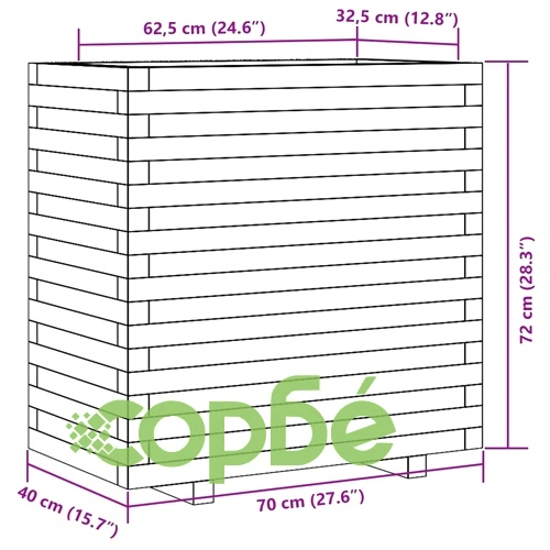 Градинска кашпа 70x40x72 см масивна борова дървесина ➤ топ цена ➤ sorbe.bg