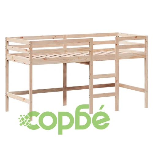 Таванско легло със стълба и покрив, 80x200 см, бор масив ➤ топ цена ➤ sorbe.bg