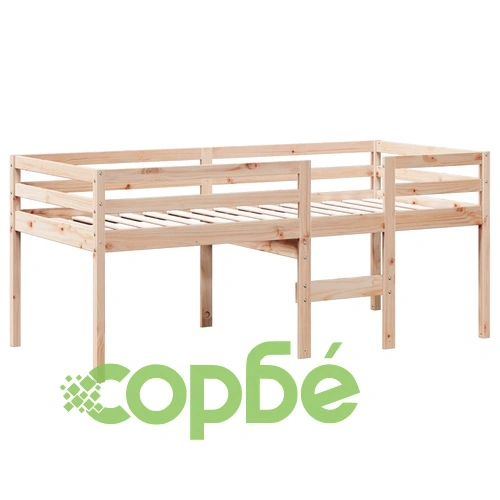 Високо легло с покрив, 90x200 см, борово дърво масив ➤ топ цена ➤ sorbe.bg