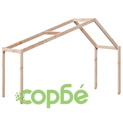 Таванско легло със стълба и покрив, 90x200 см, бор масив ➤ топ цена ➤ sorbe.bg