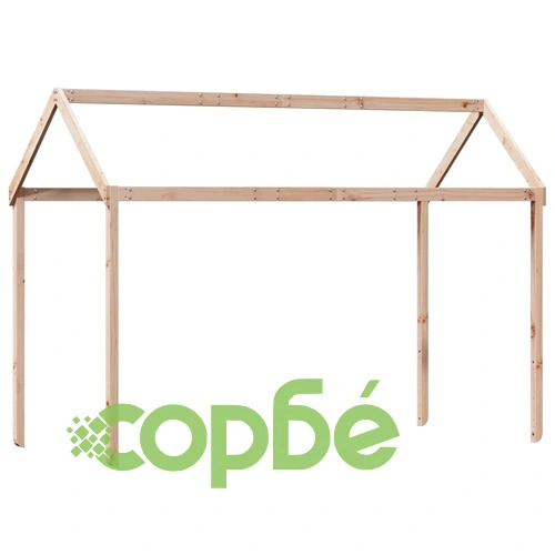 Двуетажно легло с покрив, 75x190 см, борово дърво масив ➤ топ цена ➤ sorbe.bg