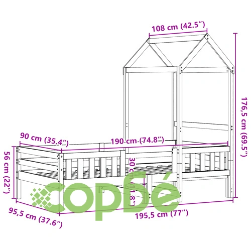 Рамка за легло с покрив, 90x190 см, борово дърво масив ➤ топ цена ➤ sorbe.bg