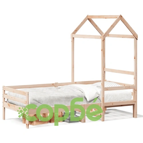 Дневно легло с покрив, 90x200 см, борово дърво масив ➤ топ цена ➤ sorbe.bg