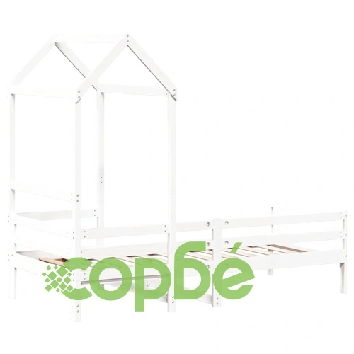 Дневно легло с покрив, бяло, 90x200 см, борово дърво масив ➤ топ цена ➤ sorbe.bg