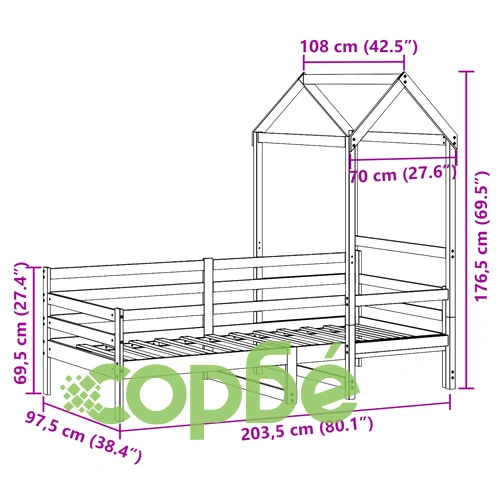 Дневно легло с покрив, 90x200 см, борово дърво масив ➤ топ цена ➤ sorbe.bg