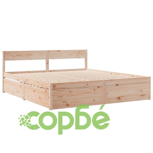 Рамка за легло без матрак 200x200 см масивна чамова дървесина ➤ топ цена ➤ sorbe.bg