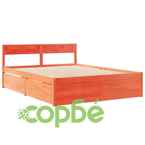 Рамка за легло без матрак, восъчнокафяв, 140x200 см, бор масив ➤ топ цена ➤ sorbe.bg