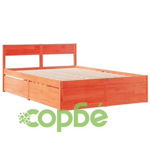 Рамка за легло без матрак, восъчнокафяв, 140x190 см, бор масив ➤ топ цена ➤ sorbe.bg