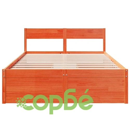 Рамка за легло без матрак, восъчнокафяв, 140x190 см, бор масив ➤ топ цена ➤ sorbe.bg
