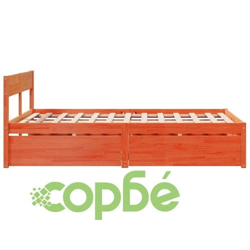 Рамка за легло без матрак, восъчнокафяв, 140x190 см, бор масив ➤ топ цена ➤ sorbe.bg